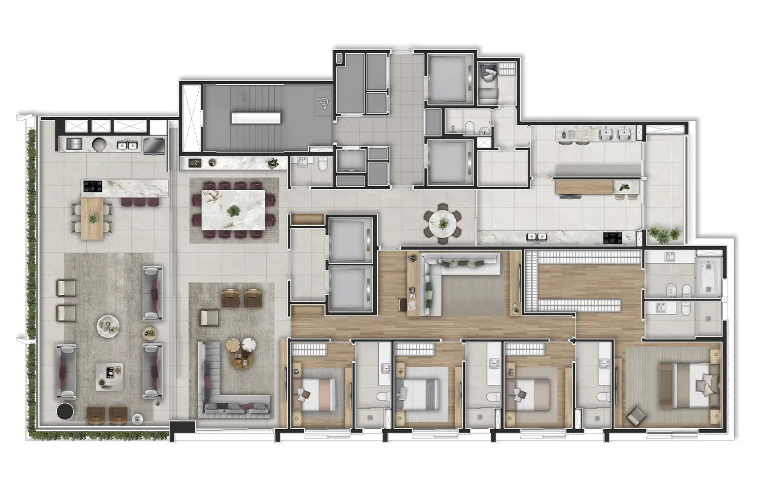 Planta-padrão (4 suítes) · 412 m²